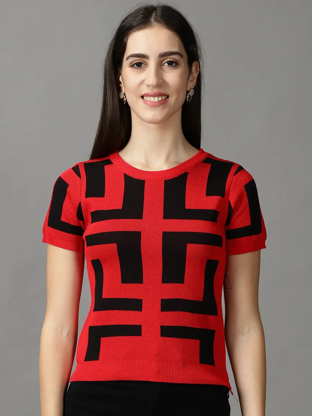 Women's Red Solid Top