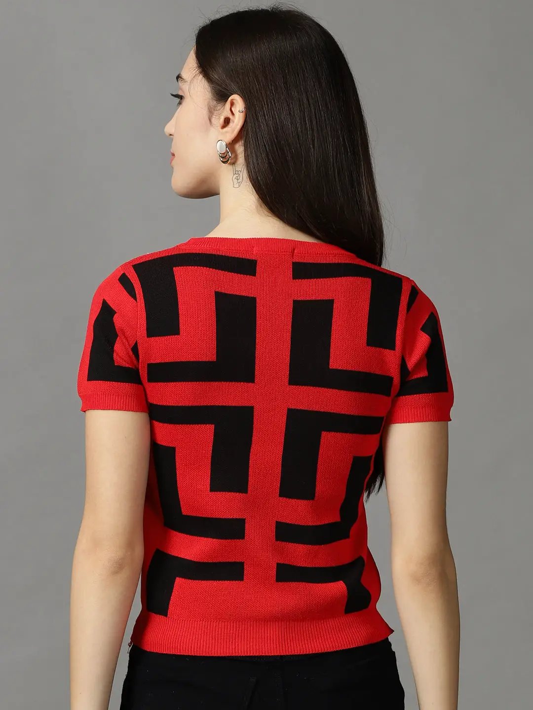 Women's Red Solid Top