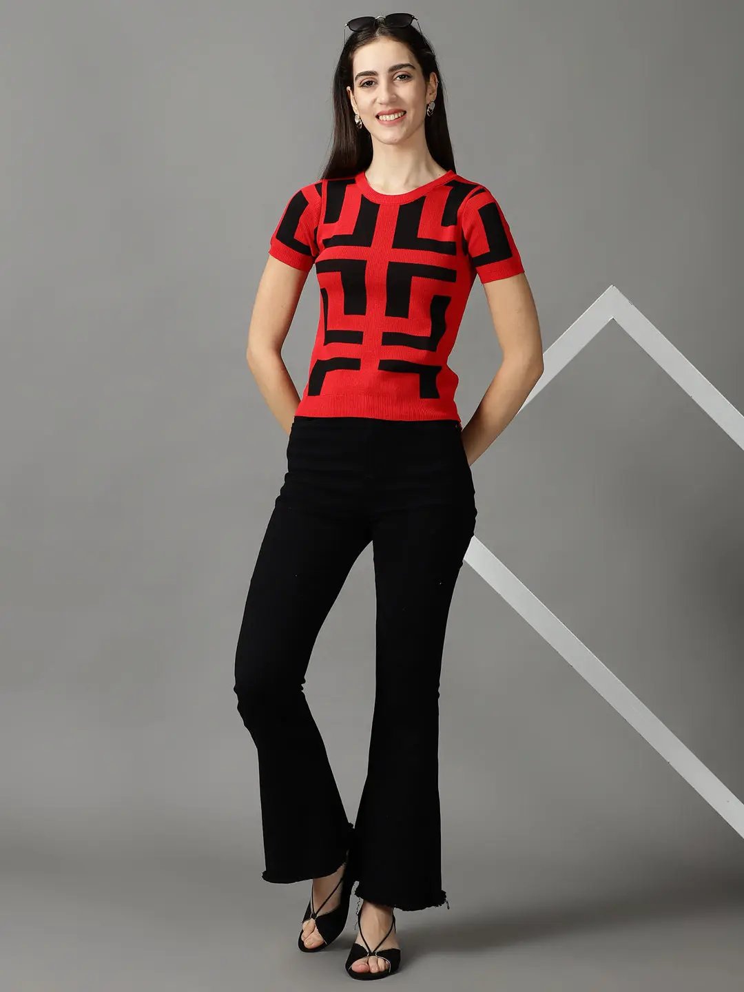 Women's Red Solid Top