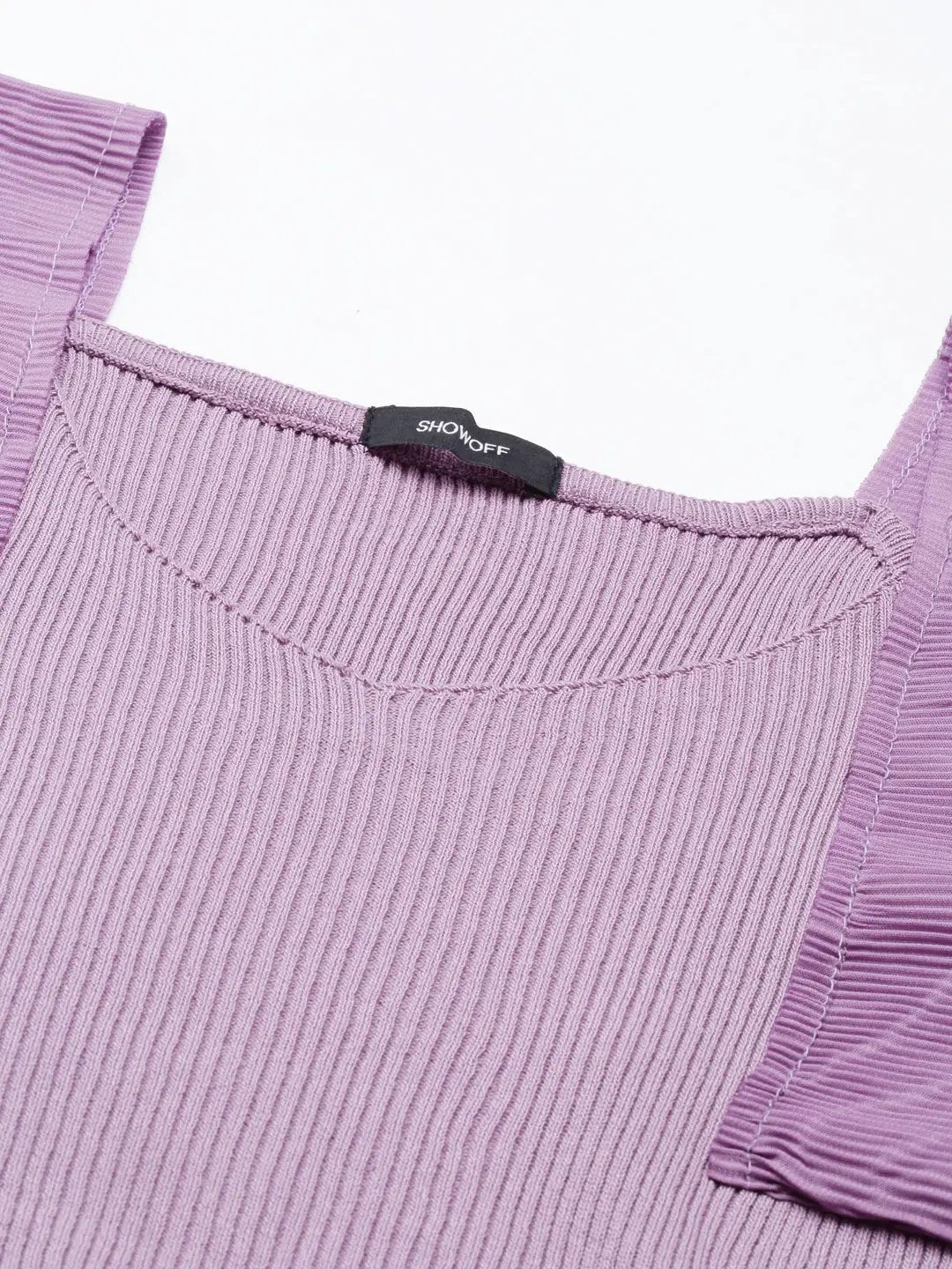 Women's V-Neck Solid Sleeveless Purple Crop Tank Top