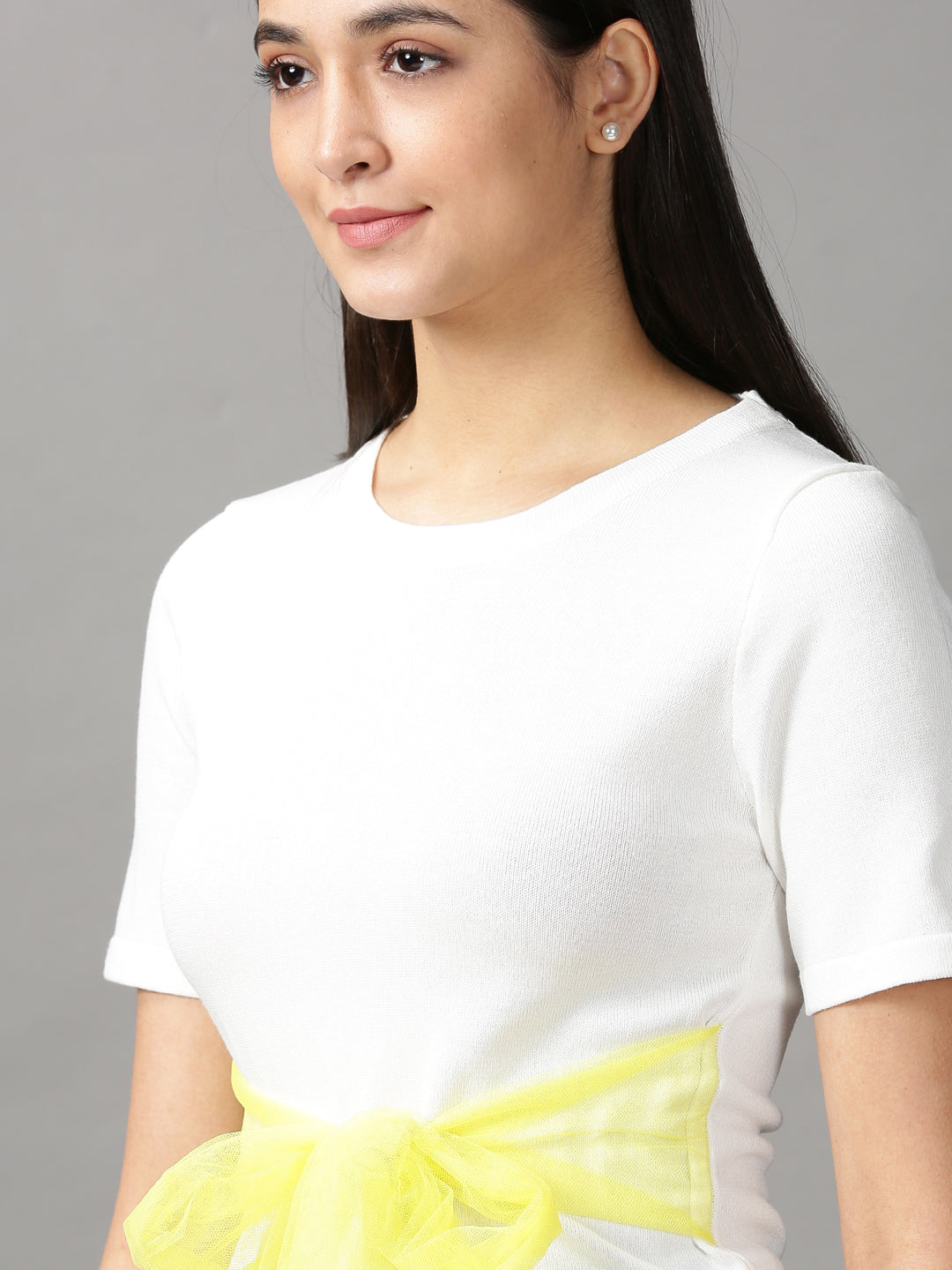 Women's White Solid Crop Top