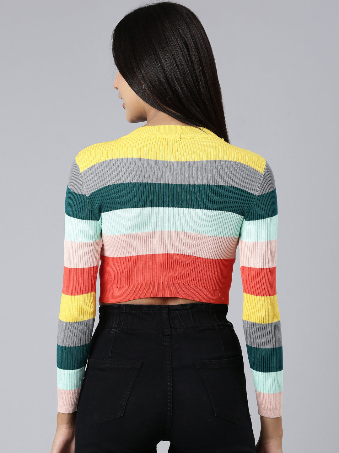 Women Multi Striped Crop Top