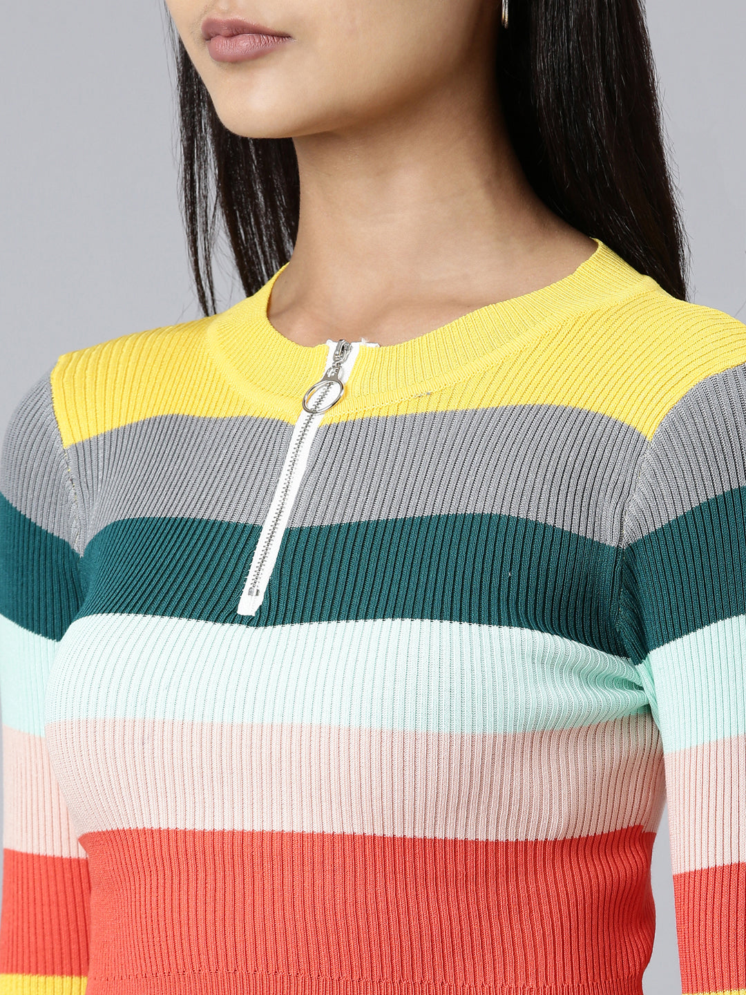 Women Multi Striped Crop Top