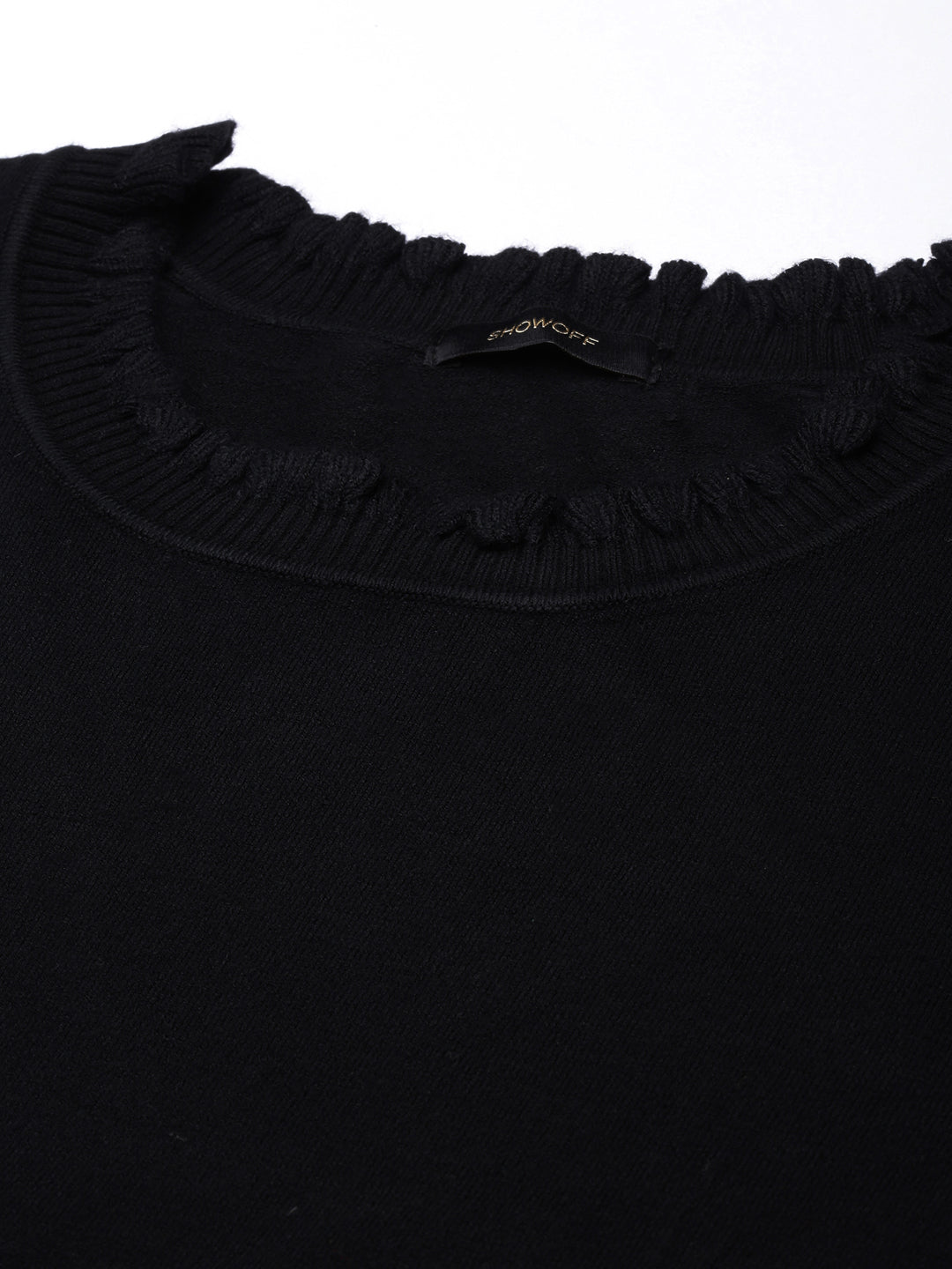 Women Black Solid Fitted Top