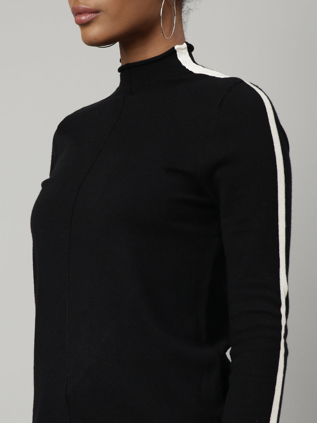 Women Black Solid Fitted Top