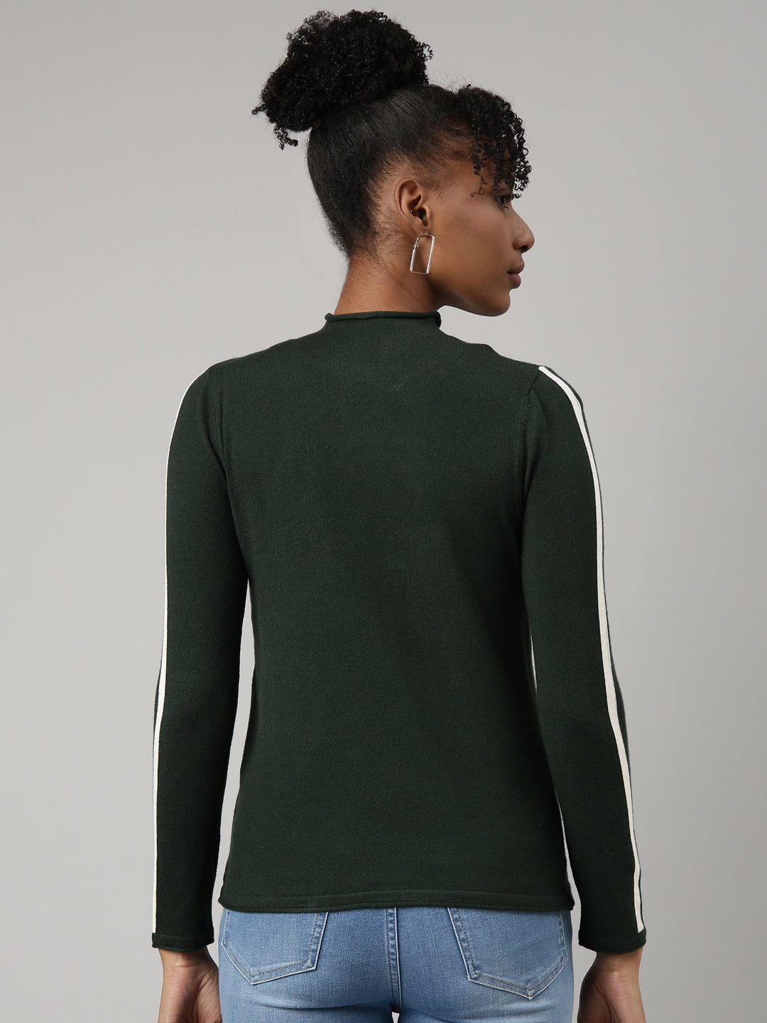 Women Green Solid Fitted Top