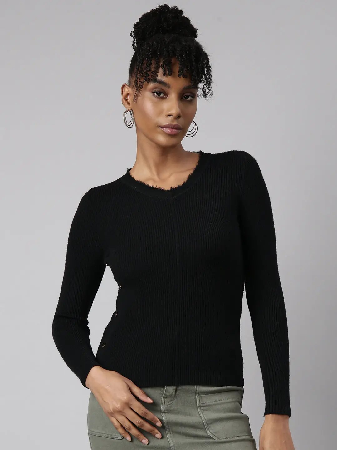 Women's Black Solid Top