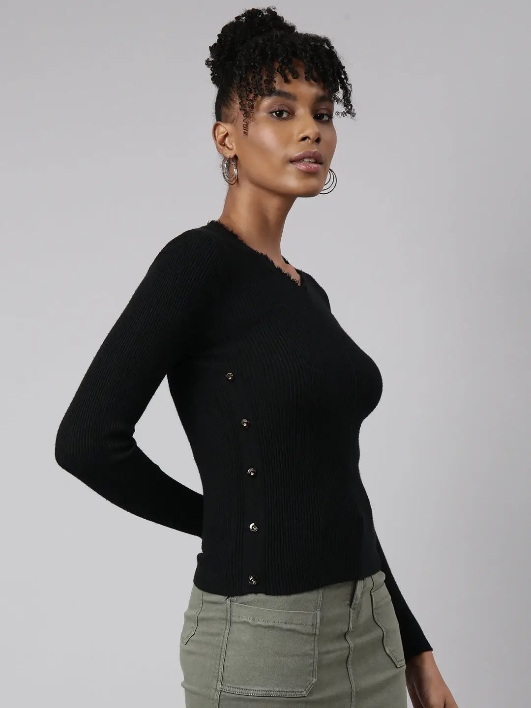 Women's Black Solid Top