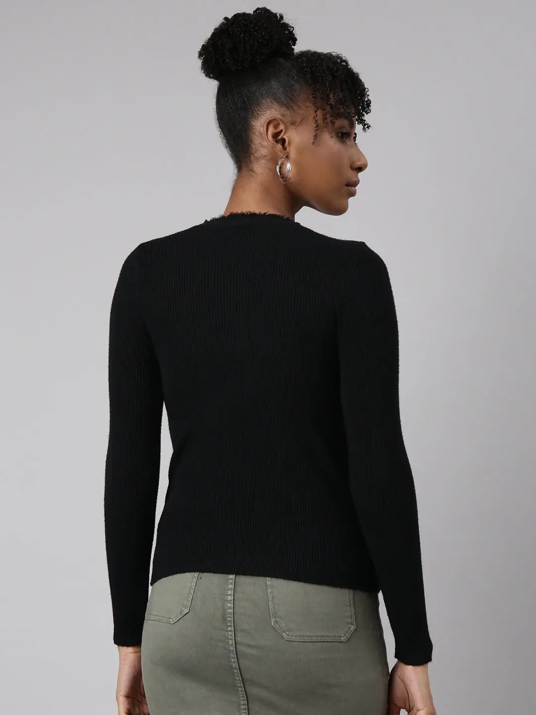 Women's Black Solid Top