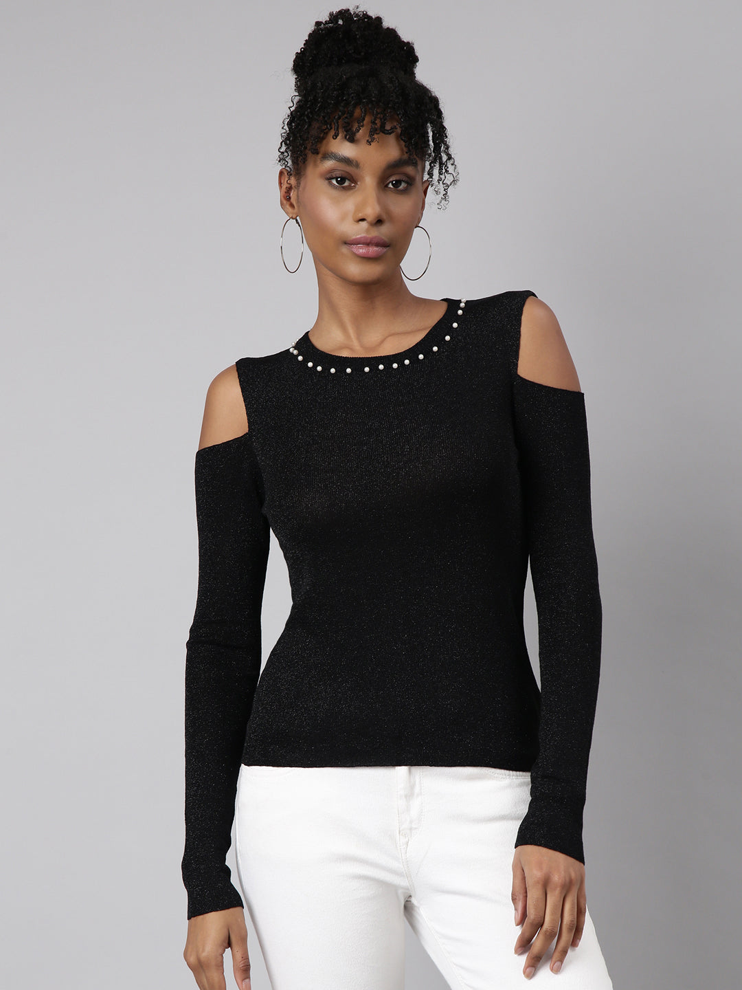 Women Black Solid Top