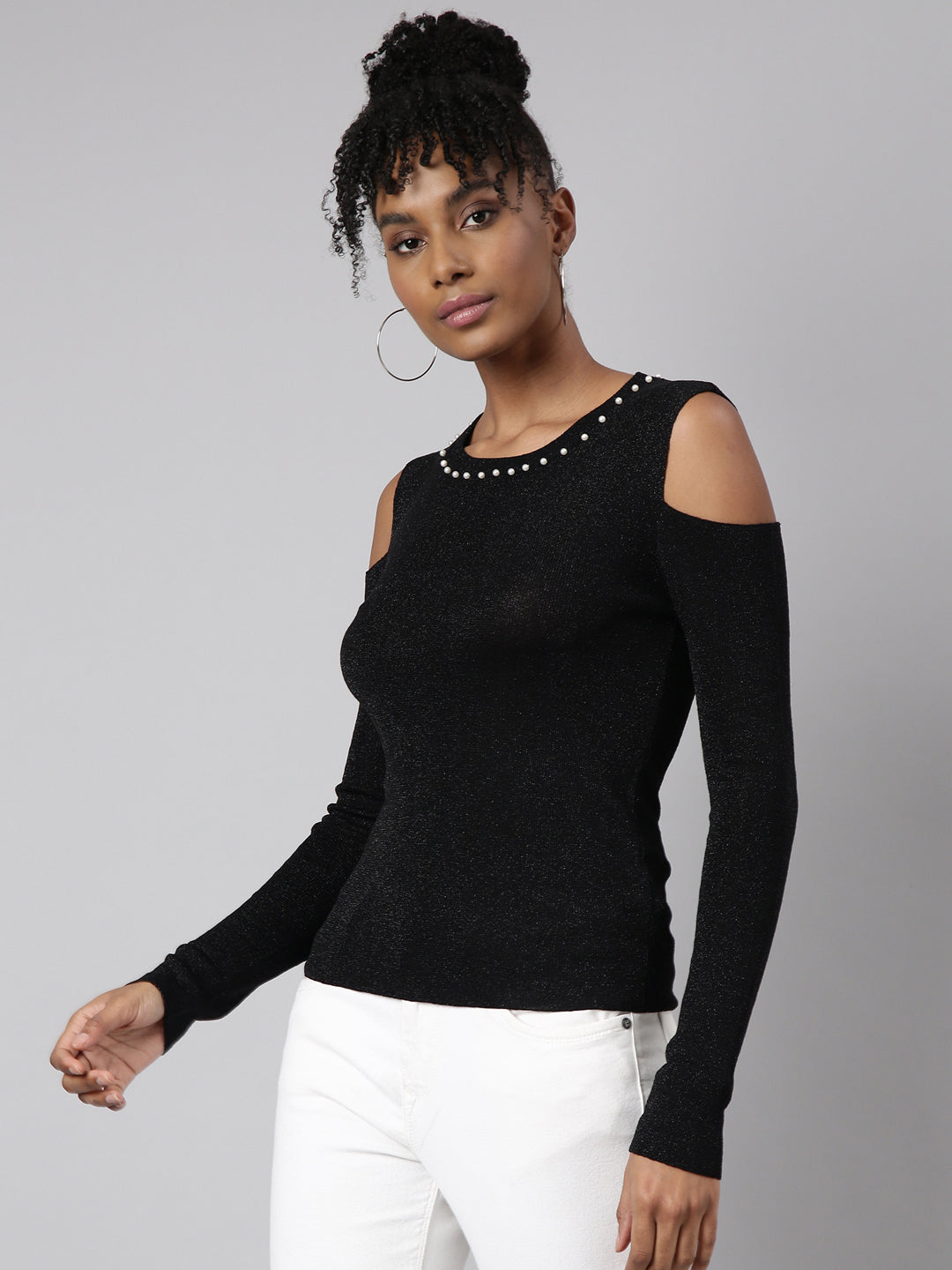 Women Black Solid Top