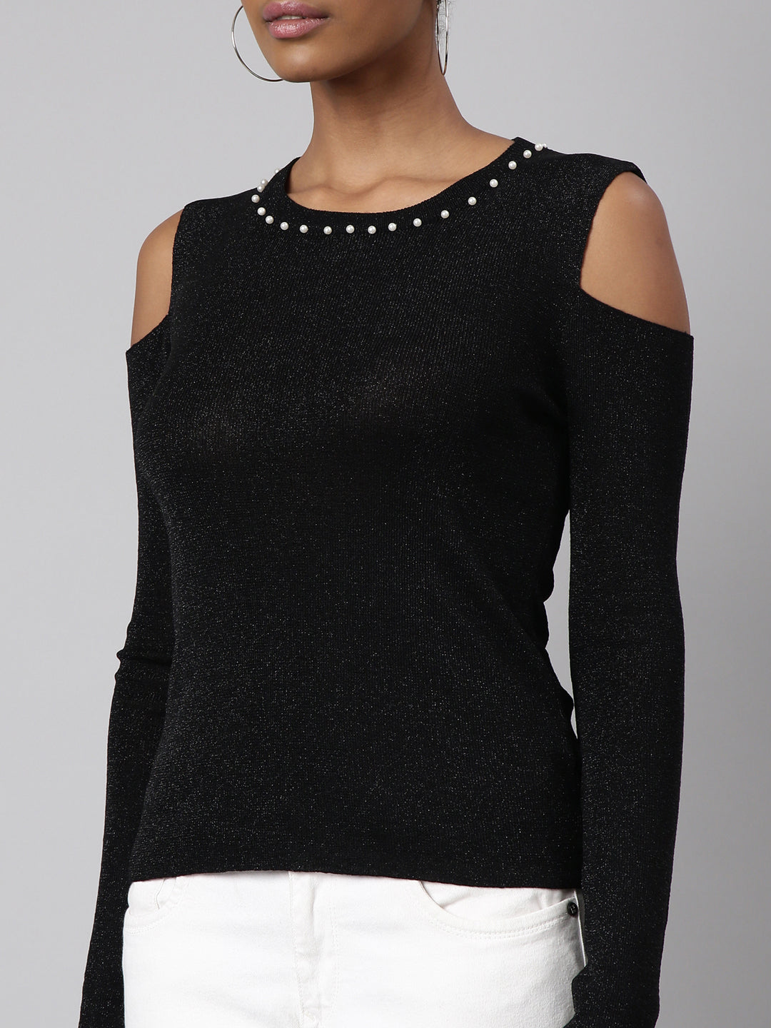 Women Black Solid Top