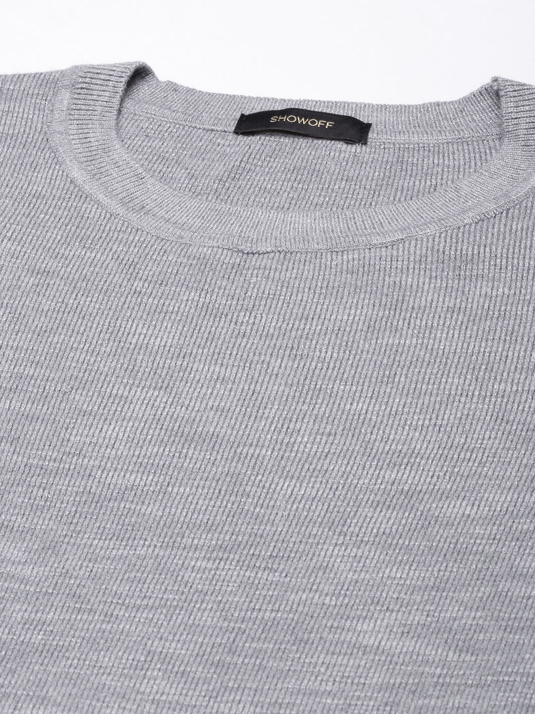 Women Grey Solid Fitted Top