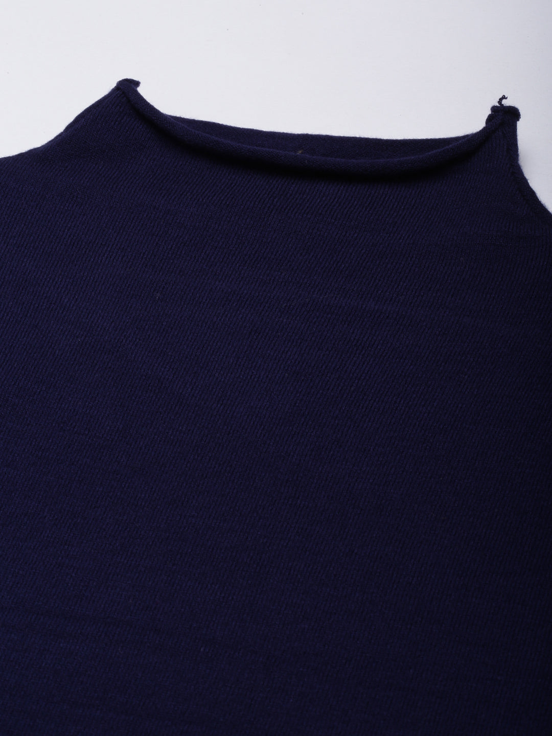 Women Navy Blue Solid Fitted Top