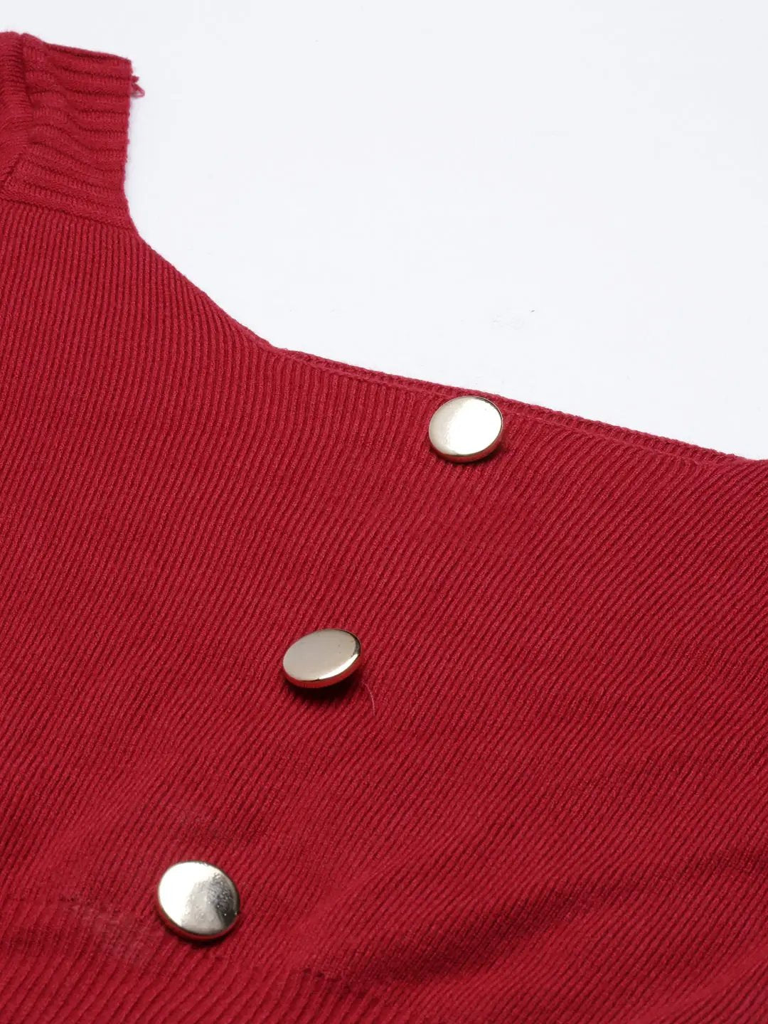 Women's Square Neck Solid Maroon Fitted Crop Top