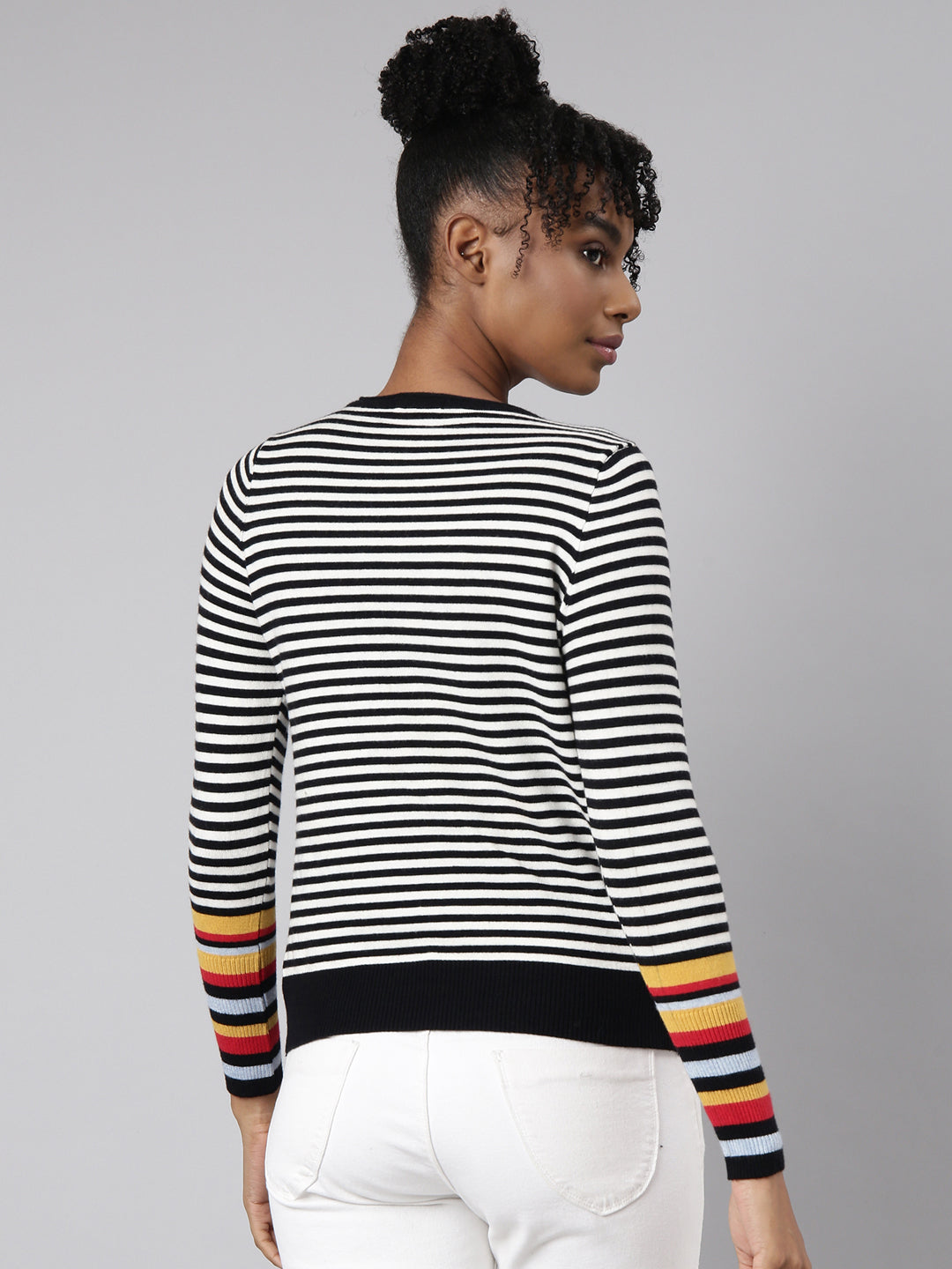 Women Black Horizontal Stripes Top