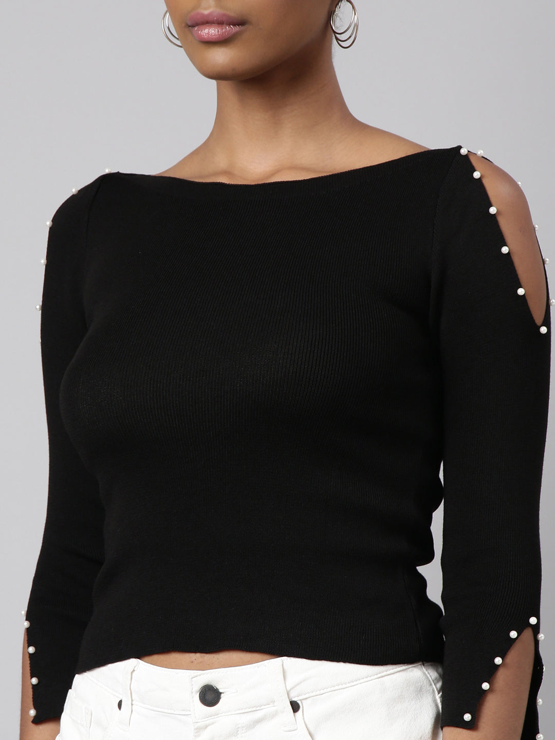 Women Black Solid Top