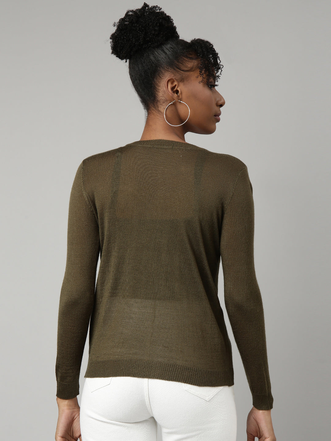 Women Olive Solid Top