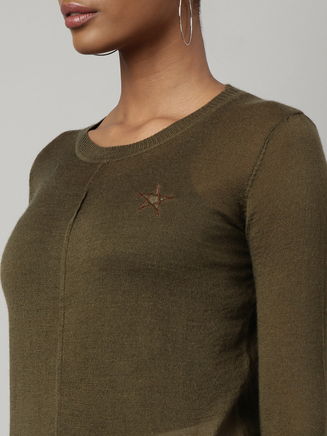 Women Olive Solid Top