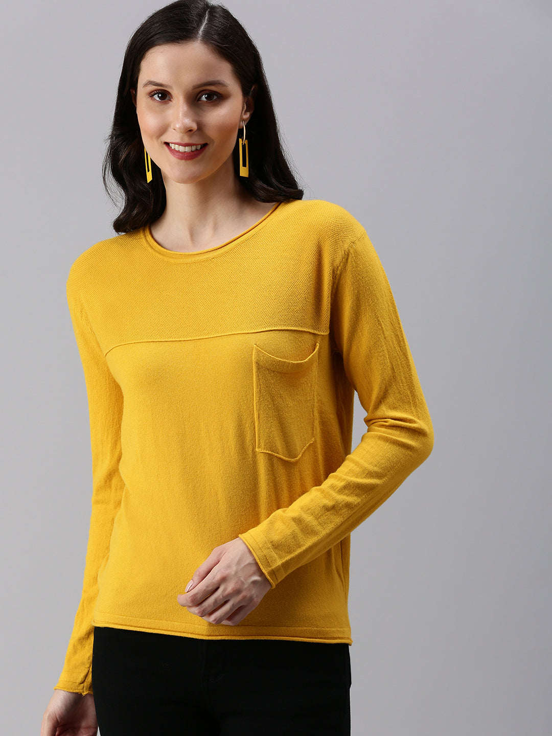 Women's Yellow Solid Top