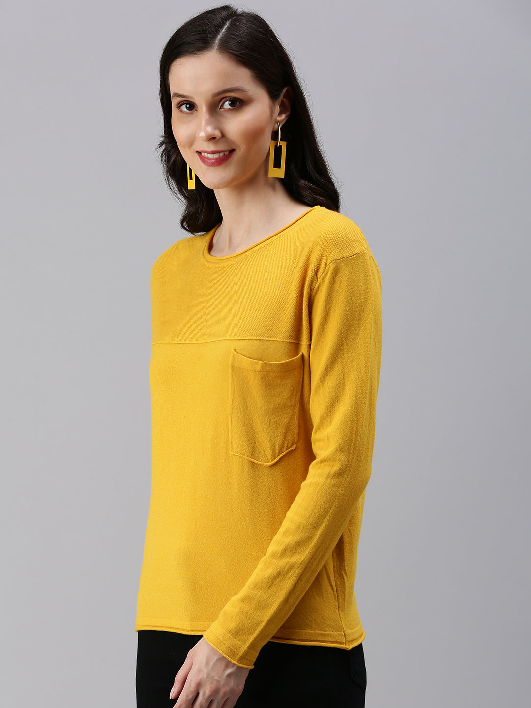 Women's Yellow Solid Top