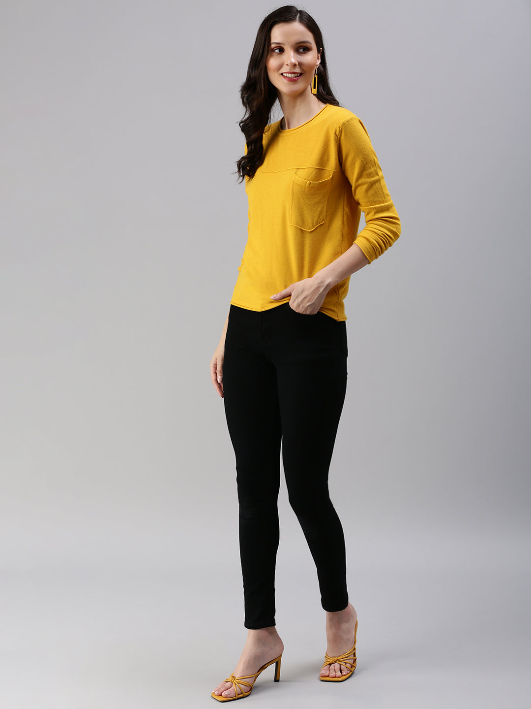 Women's Yellow Solid Top