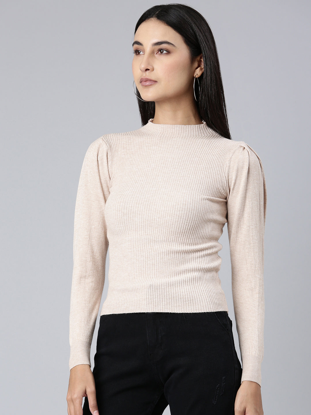 Women Beige Solid Top