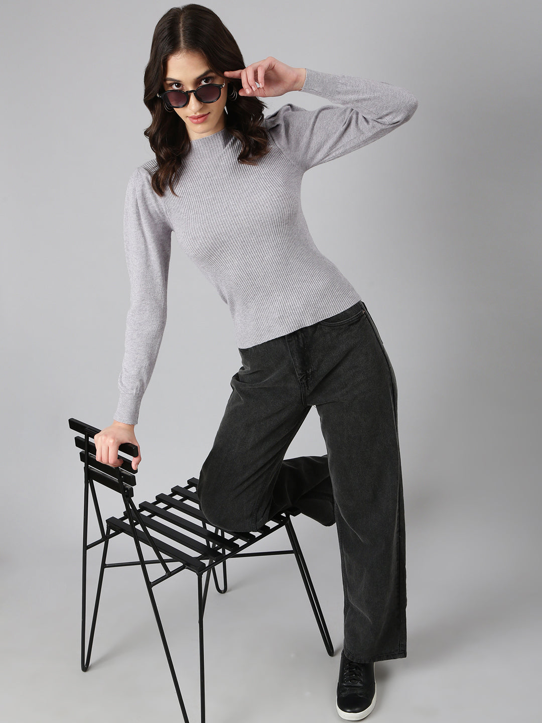 Women Grey Solid Top