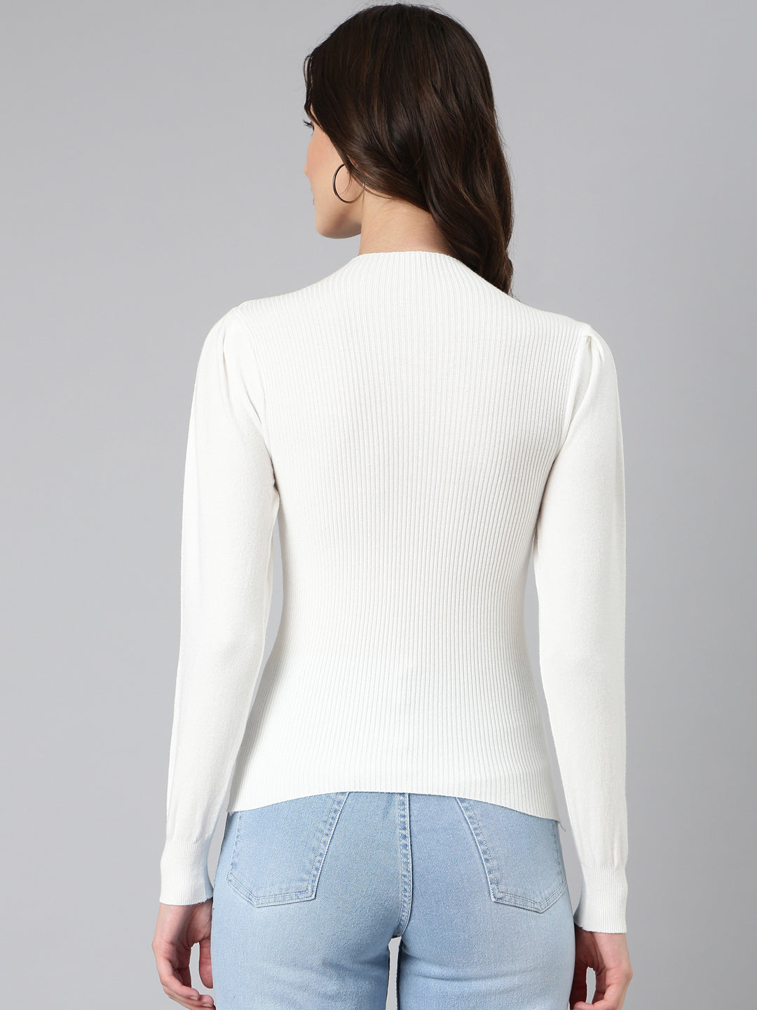 Women White Solid Top