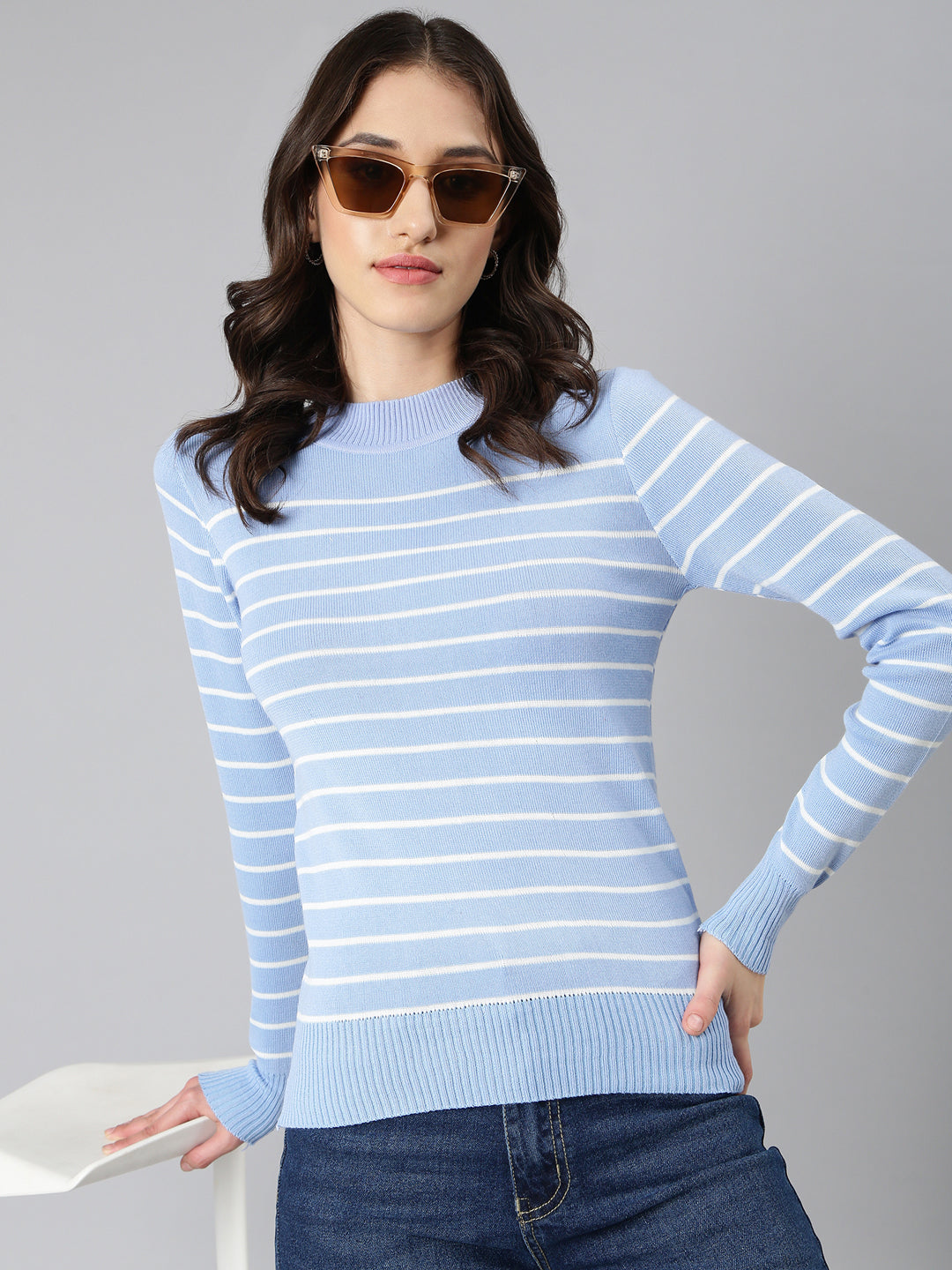 Women Blue Striped Top