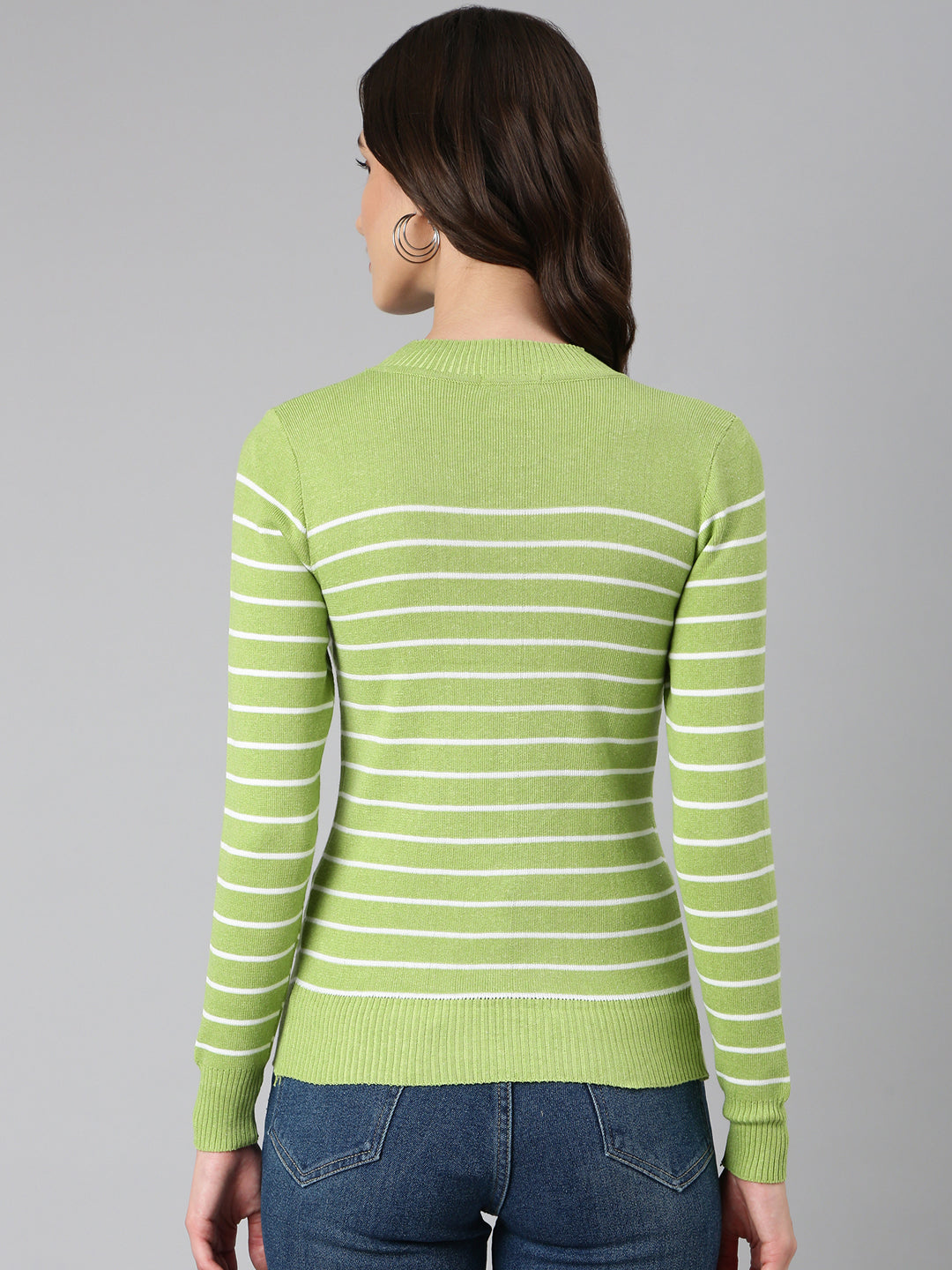 Women Green Striped Top