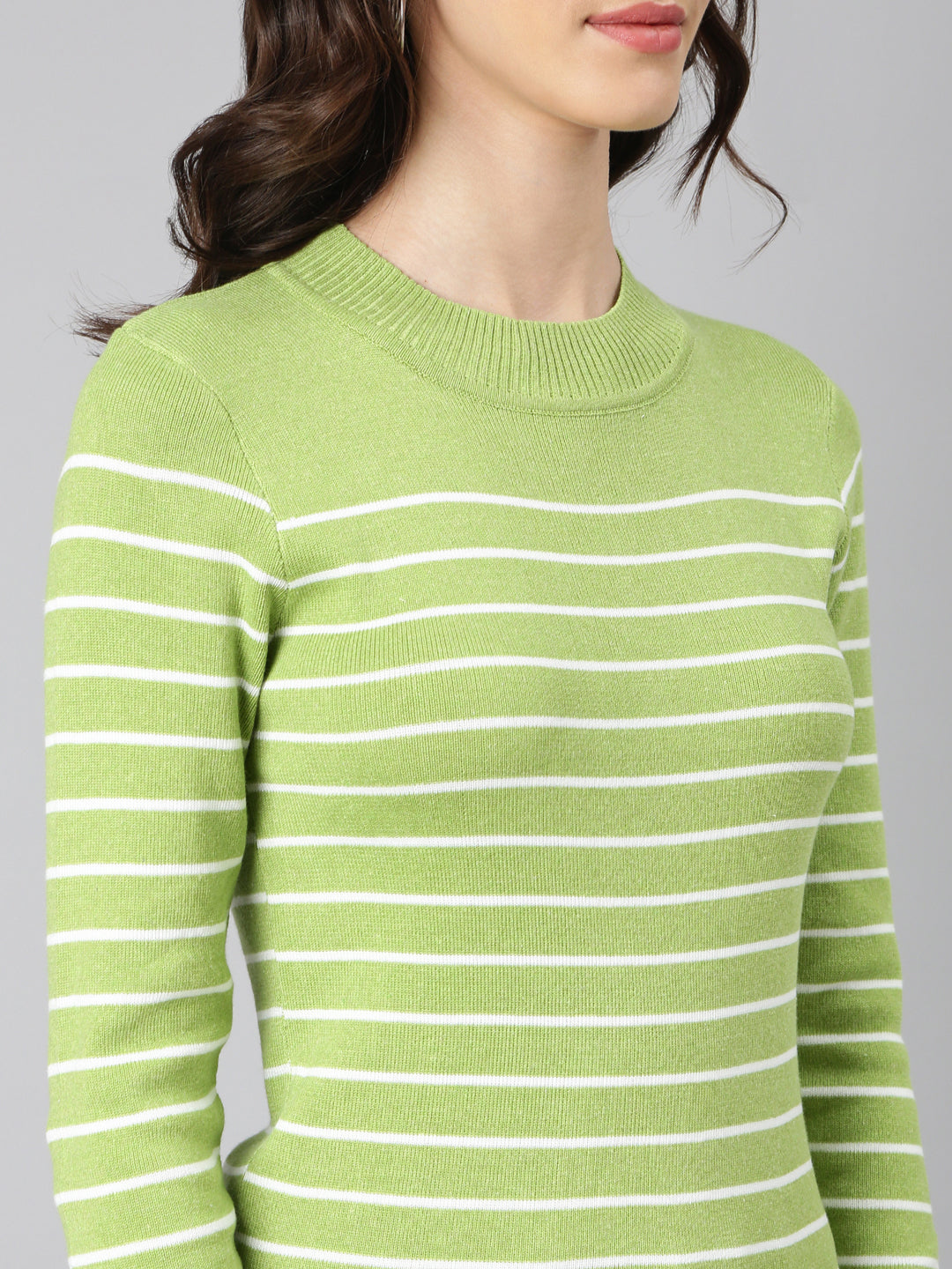 Women Green Striped Top