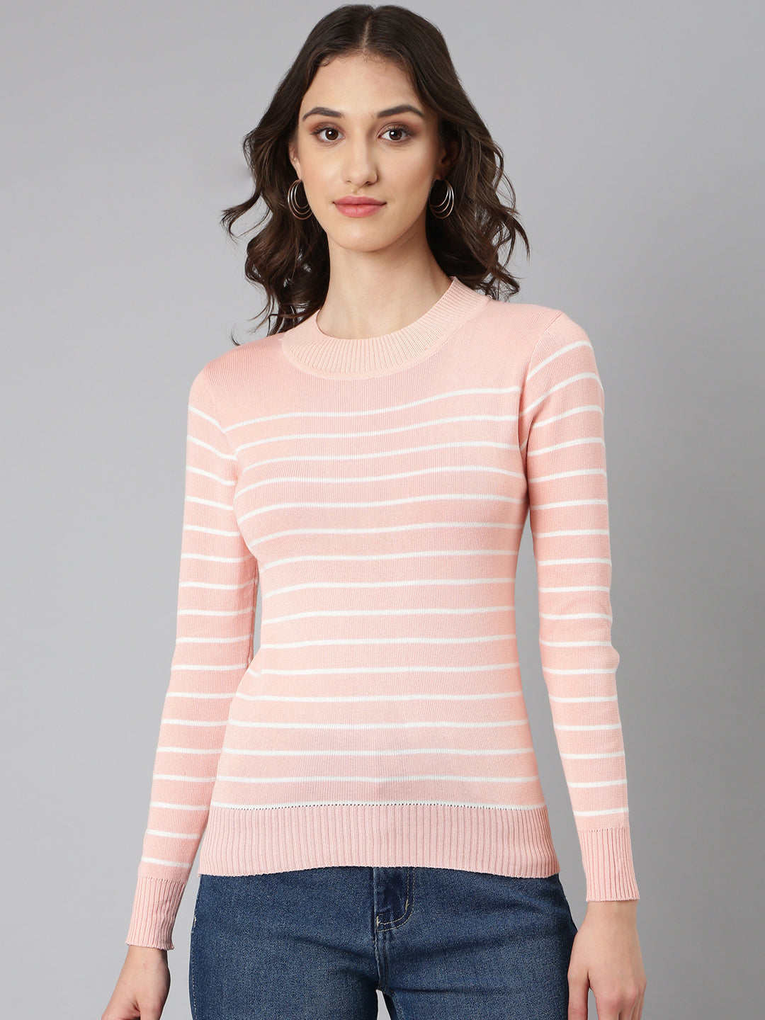 Women Peach Striped Top