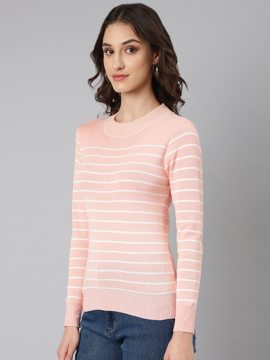 Women Peach Striped Top