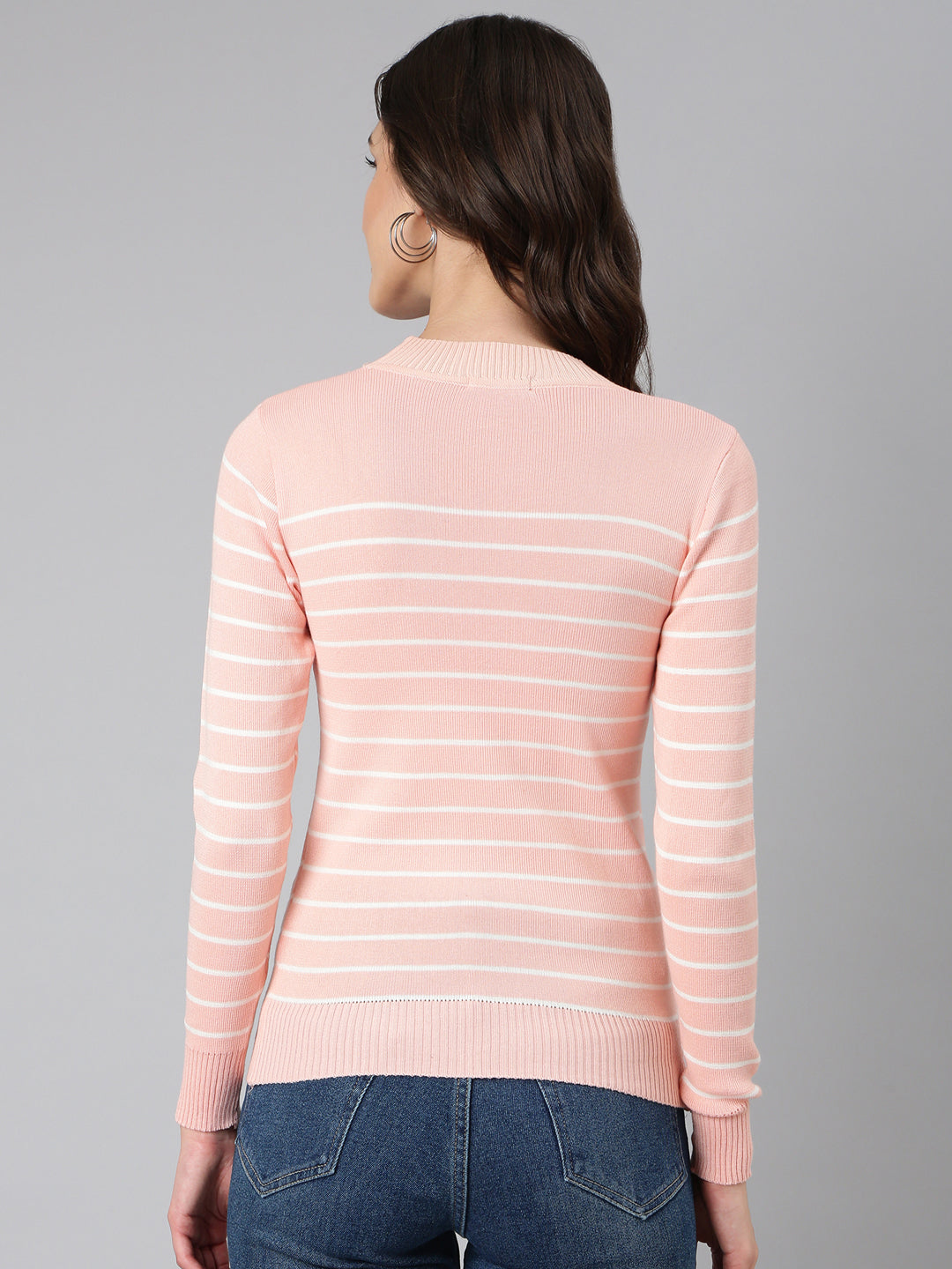 Women Peach Striped Top