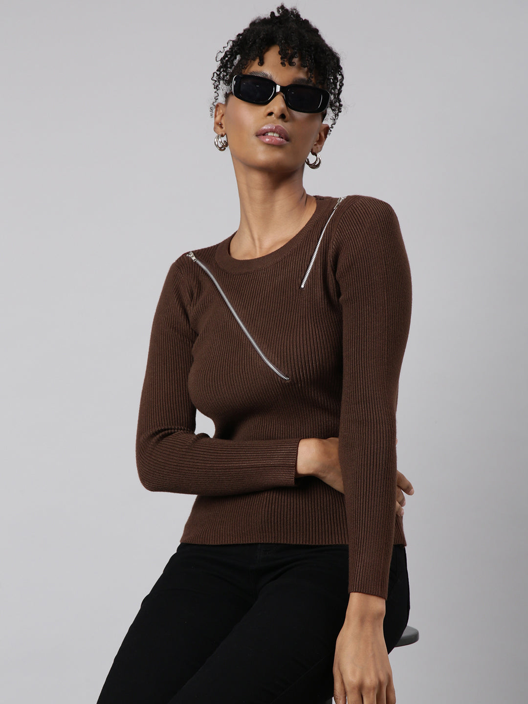 Women Brown Solid Top