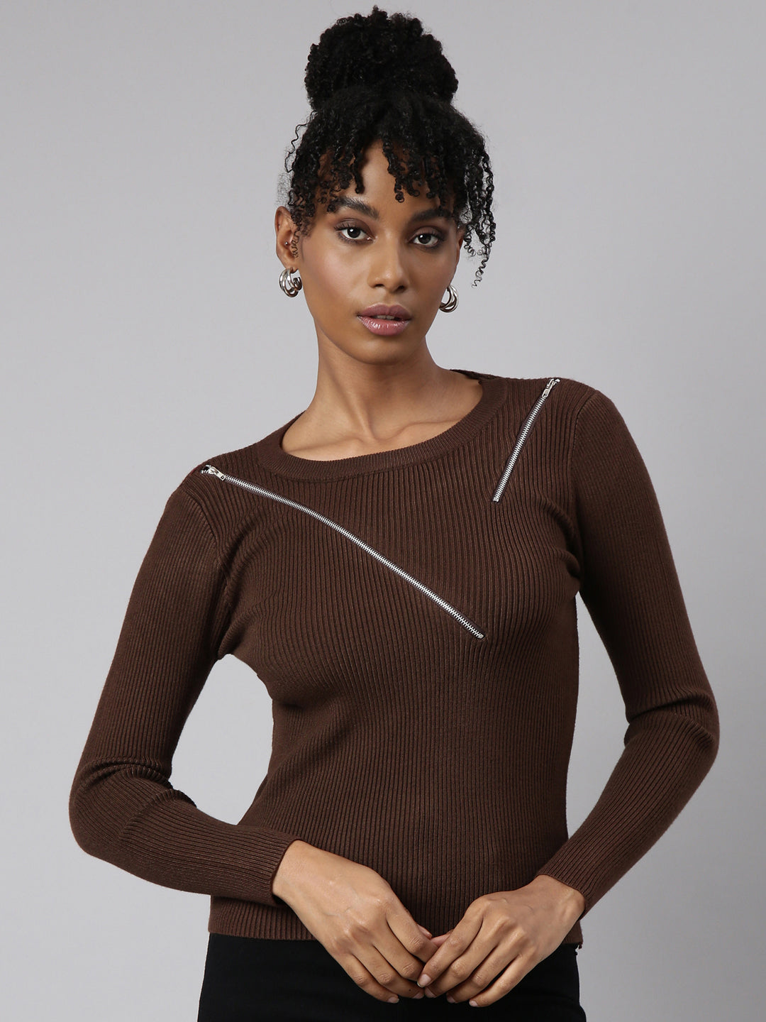 Women Brown Solid Top