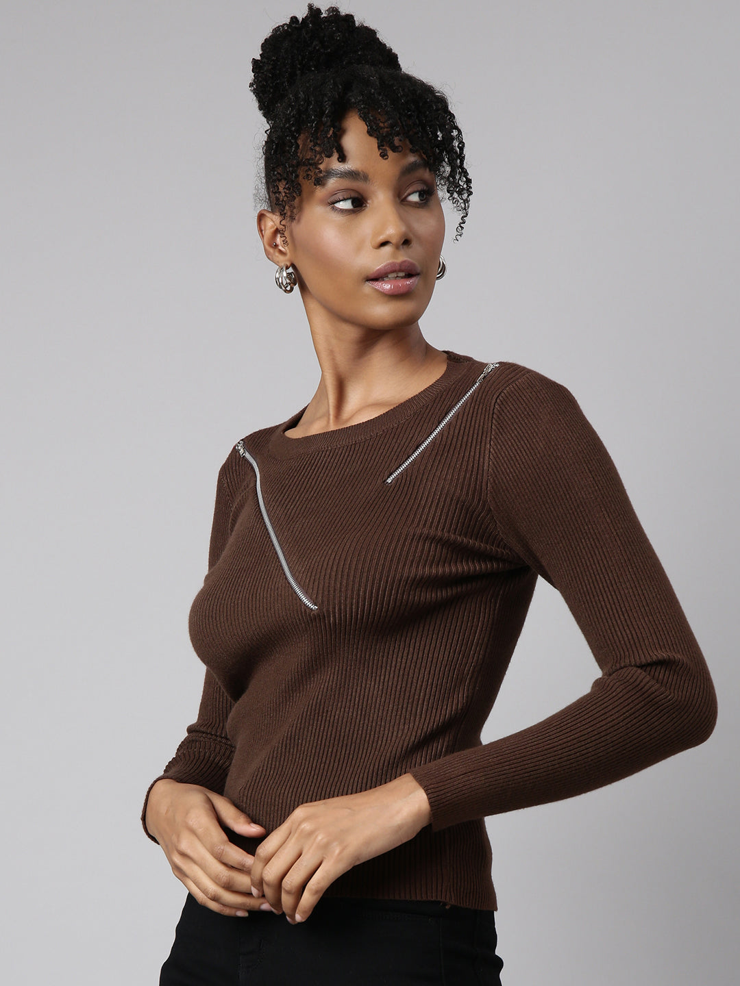 Women Brown Solid Top