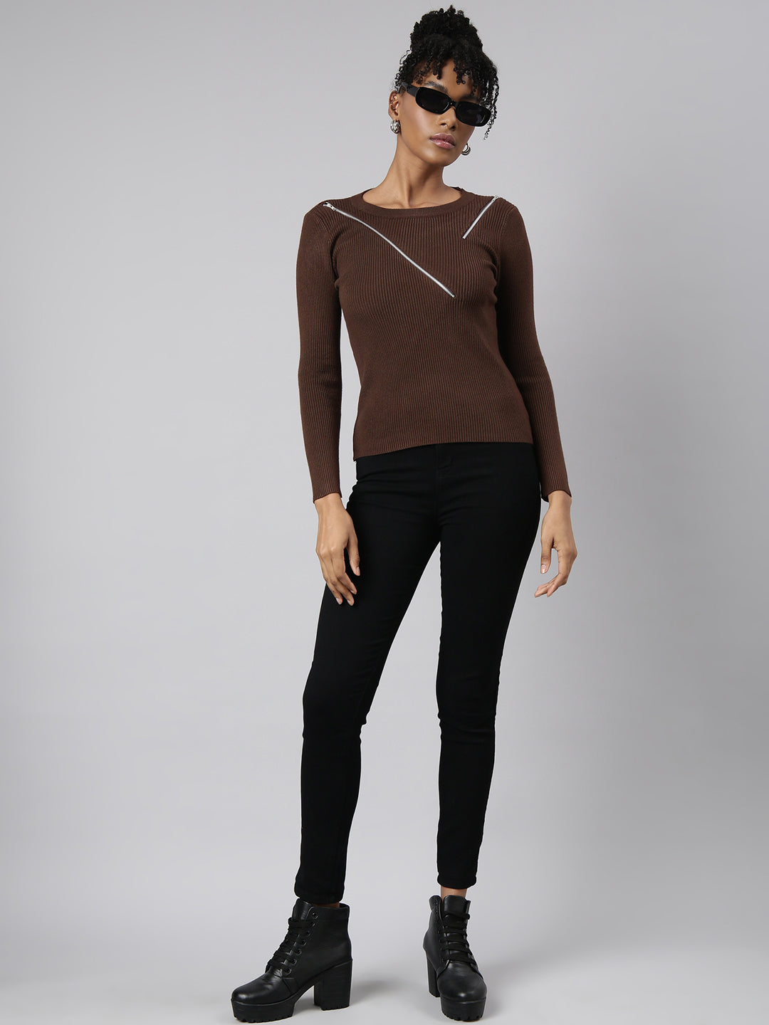 Women Brown Solid Top