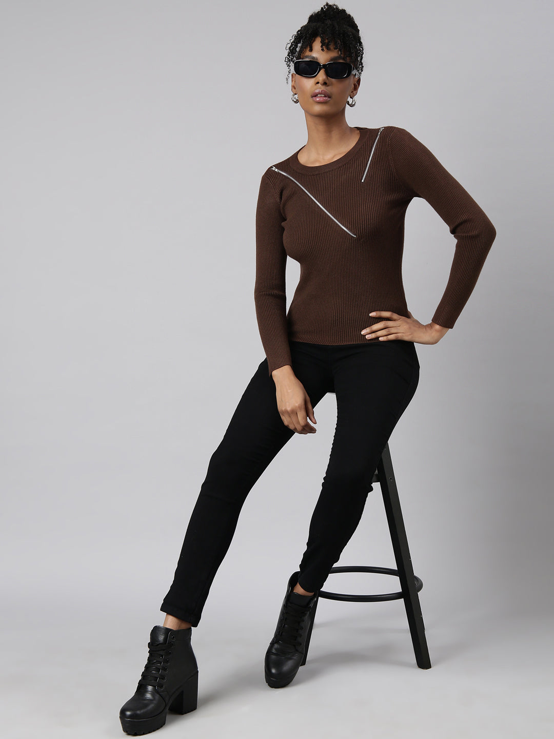 Women Brown Solid Top