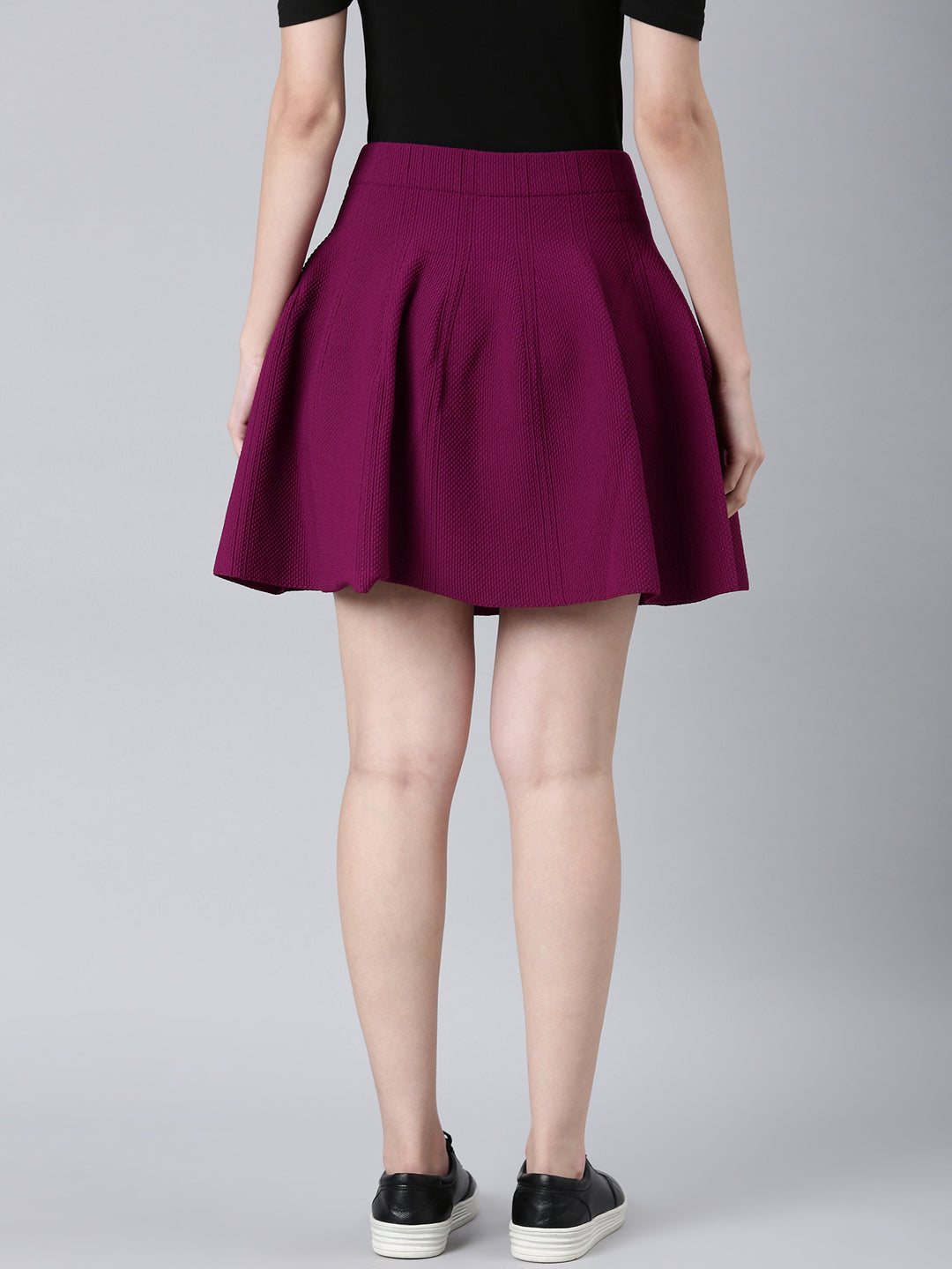 Women's Purple Solid Flared Skirt