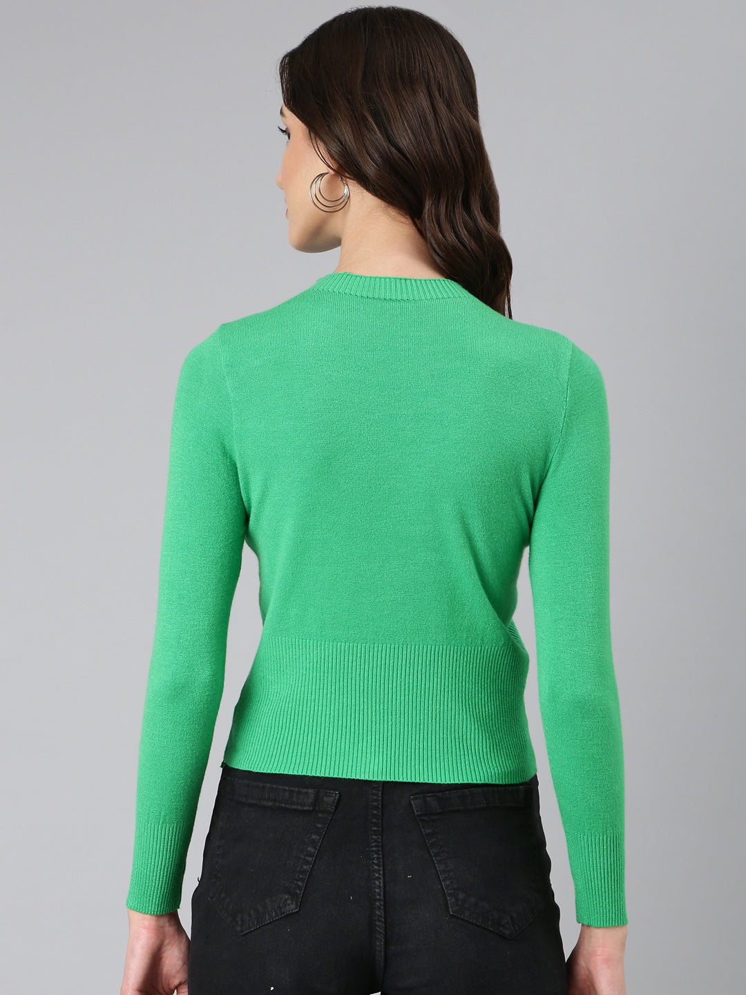 Women Green Solid Top