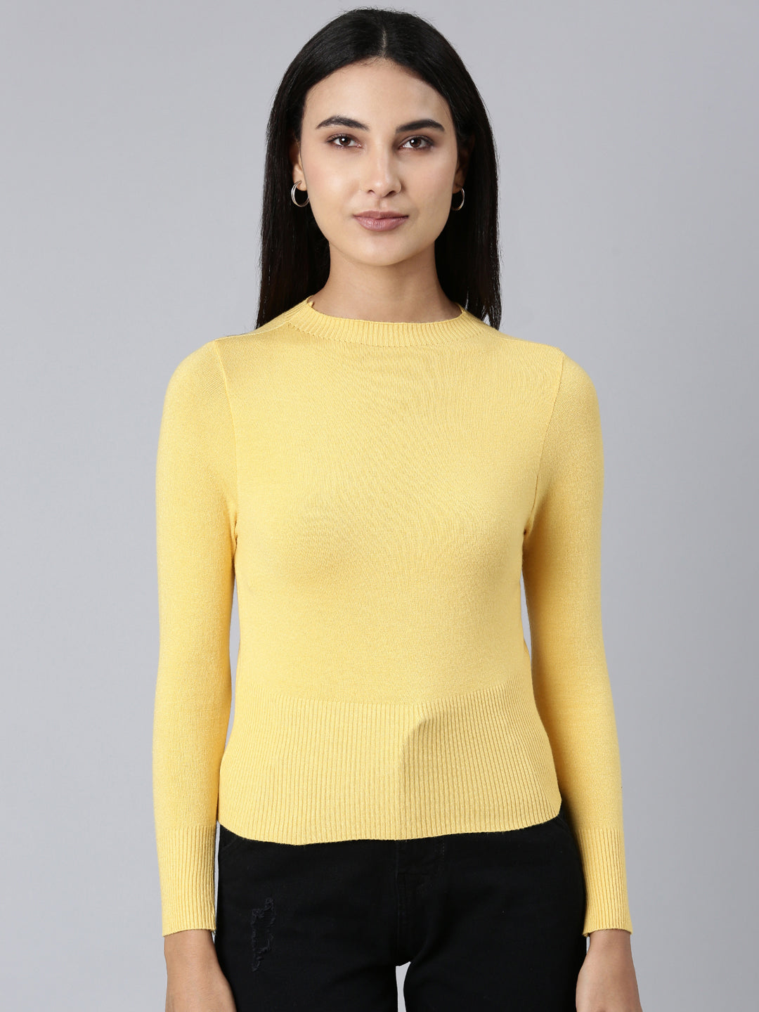 Women Yellow Solid Top