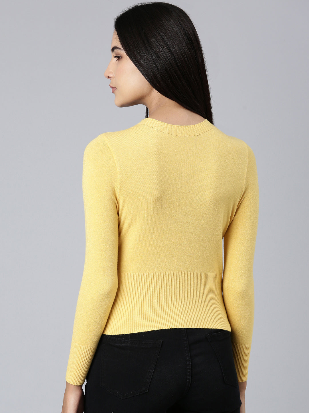 Women Yellow Solid Top