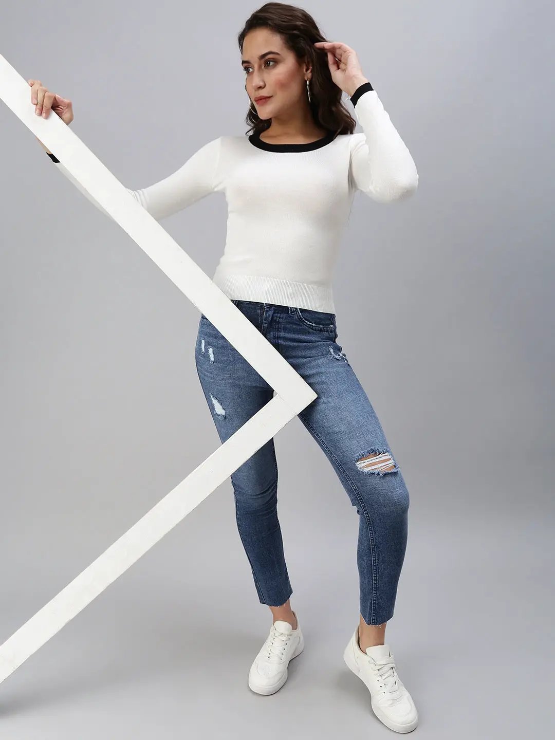 Women's Beige Solid Top