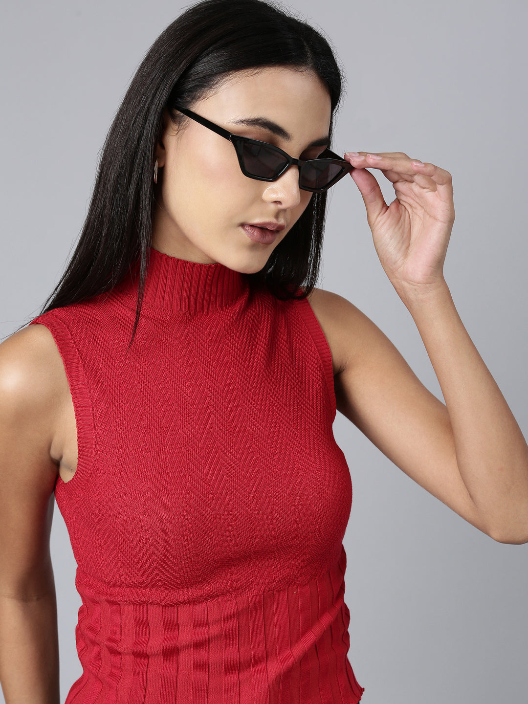 Women Red Textured Top