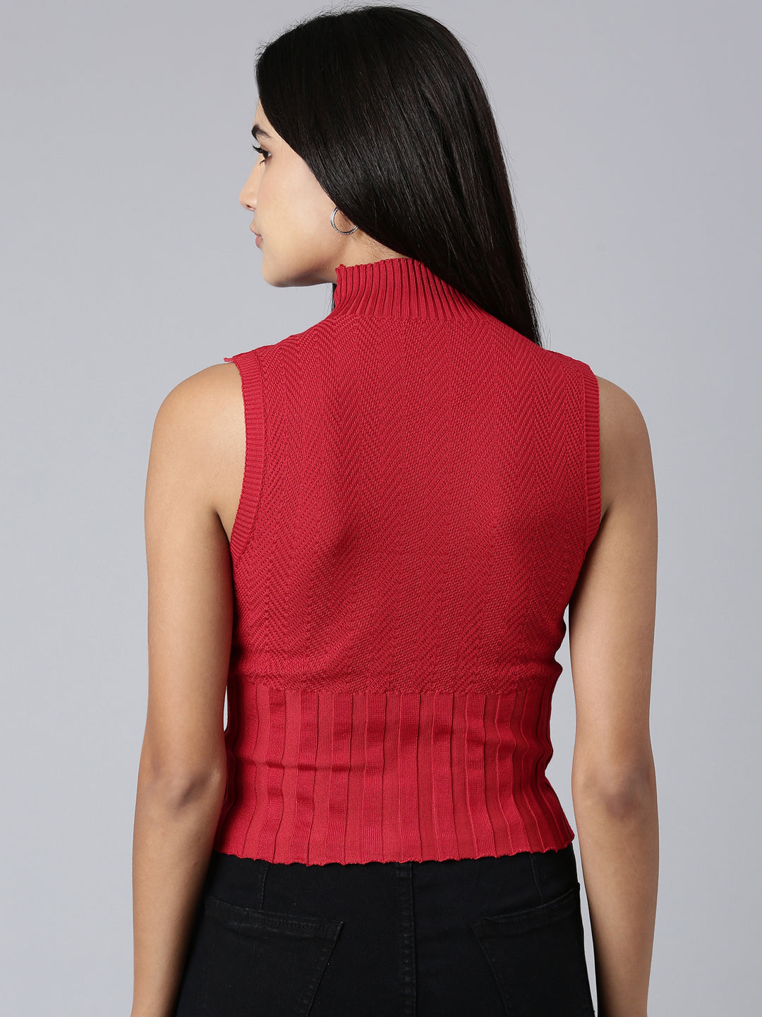 Women Red Textured Top