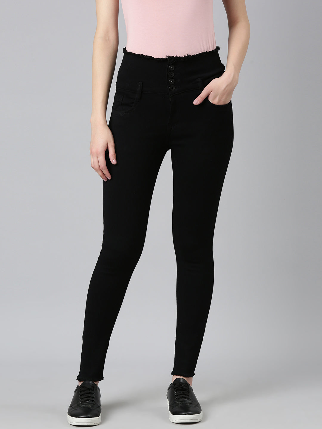 Women's Black Solid Super Skinny Fit Denim Jeans