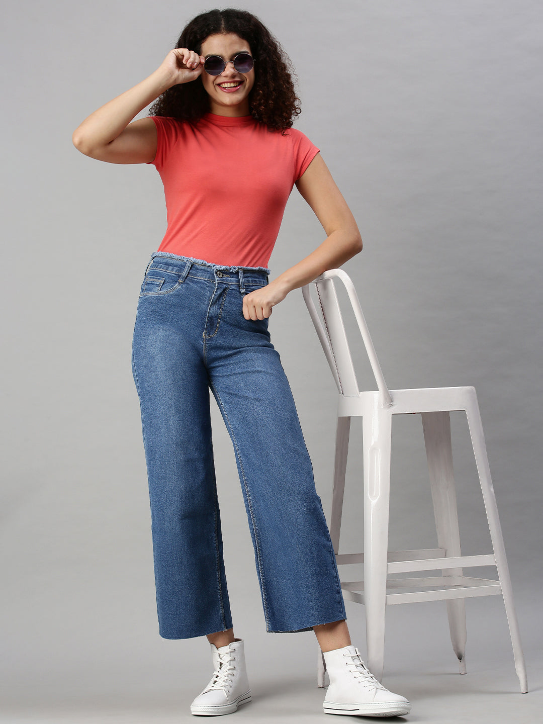 Women's Denim Wide Leg Blue Jeans