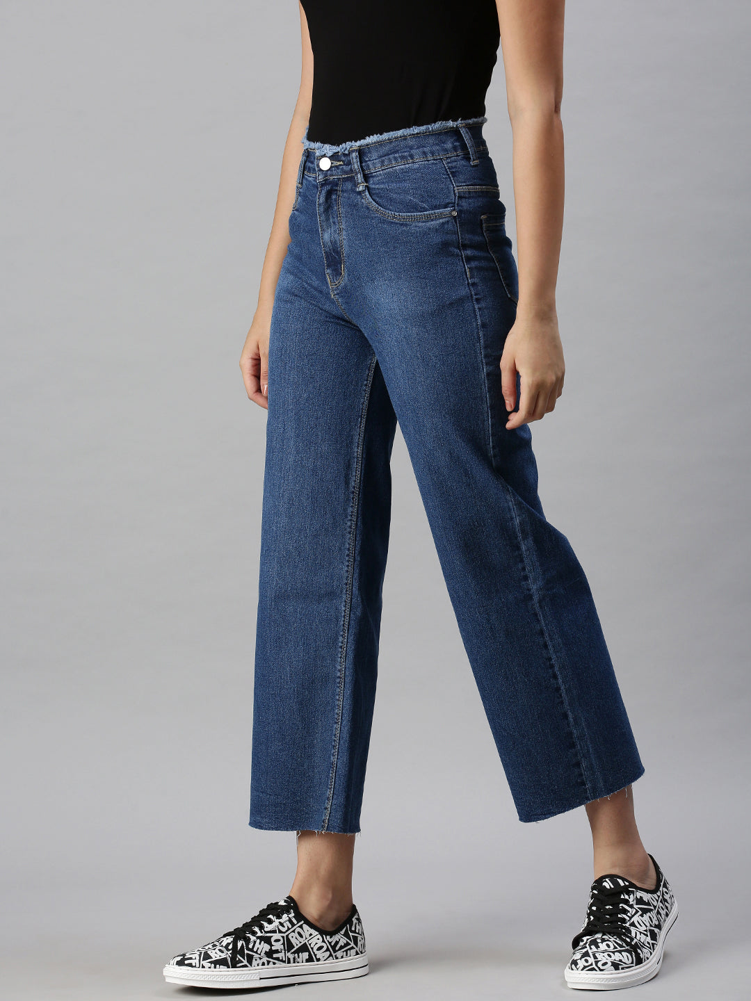 Women's Denim Wide Leg Navy Blue Jeans